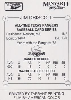 1993 Keebler Texas Rangers #8 Jim Driscoll Back
