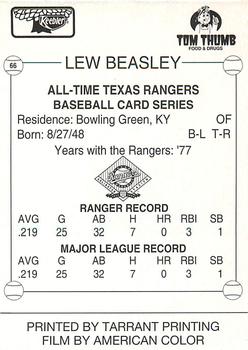 1993 Keebler Texas Rangers #66 Lew Beasley Back