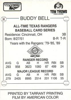 1993 Keebler Texas Rangers #68 Buddy Bell Back