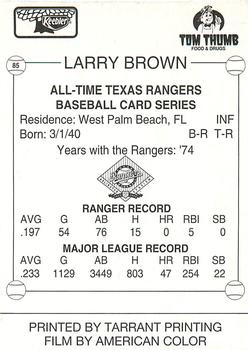 1993 Keebler Texas Rangers #85 Larry Brown Back