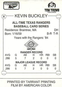 1993 Keebler Texas Rangers #88 Kevin Buckley Back
