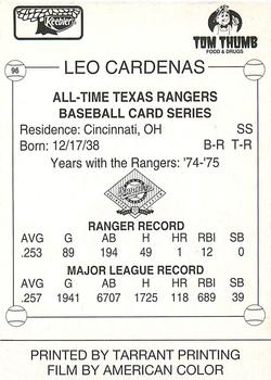 1993 Keebler Texas Rangers #96 Leo Cardenas Back