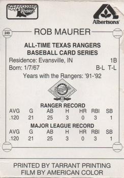 1993 Keebler Texas Rangers #249 Rob Maurer Back