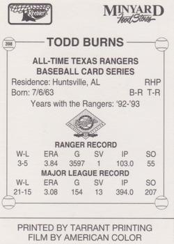 1993 Keebler Texas Rangers #398 Todd Burns Back