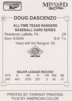 1993 Keebler Texas Rangers #401 Doug Dascenzo Back