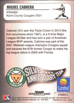 2015 Grandstand Kane County Cougars 25th Anniversary #7 Miguel Cabrera Back