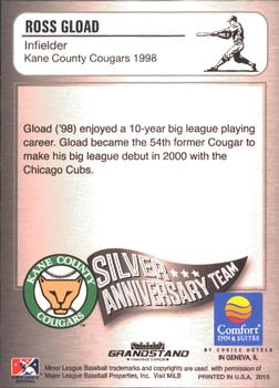 2015 Grandstand Kane County Cougars 25th Anniversary #13 Ross Gload Back