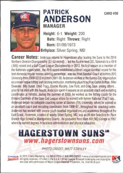 2015 Choice Hagerstown Suns #30 Patrick Anderson Back