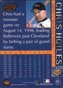 1999 Pacific - Platinum Blue #52 Chris Hoiles  Back