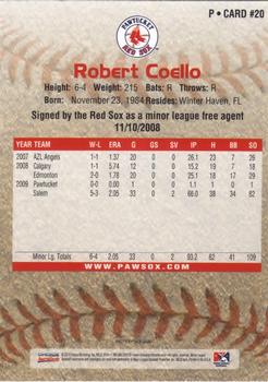 2010 Choice Pawtucket Red Sox #20 Robert Coello Back