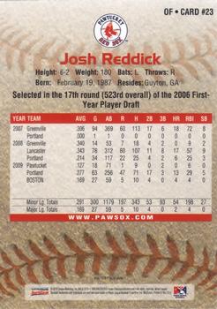 2010 Choice Pawtucket Red Sox #23 Josh Reddick Back