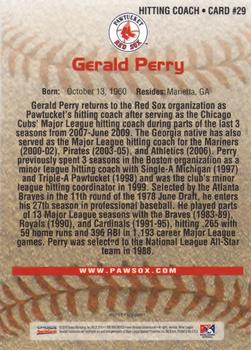 2010 Choice Pawtucket Red Sox #29 Gerald Perry Back