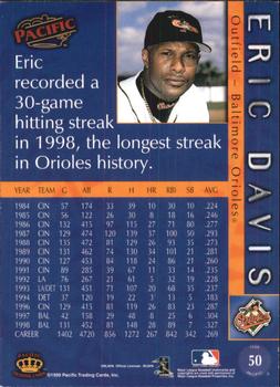 1999 Pacific - Red #50 Eric Davis  Back