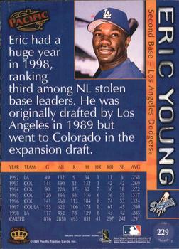 1999 Pacific - Red #229 Eric Young  Back