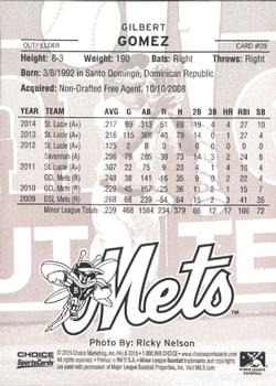 2015 Choice Binghamton Mets #09 Gilbert Gomez Back