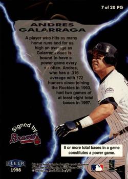 1998 Fleer Tradition - The Power Game #7 PG Andres Galarraga Back