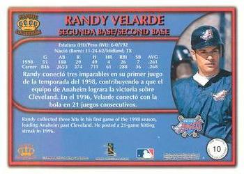 1999 Pacific Crown Collection - Red #10 Randy Velarde  Back