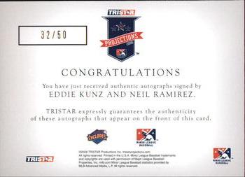 2008 TriStar PROjections - GR8 Xpectations Autographs Dual Black 50 #KR Eddie Kunz / Neil Ramirez Back