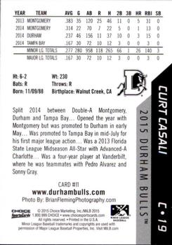 2015 Choice Durham Bulls #11 Curt Casali Back