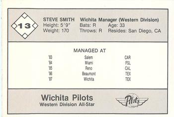 1987 Feder Texas League All Stars #13 Steve Smith Back