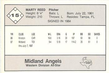 1987 Feder Texas League All Stars #15 Marty Reed Back