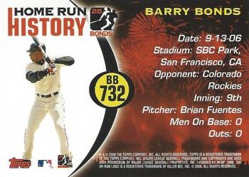 2006 Topps Updates & Highlights - Barry Bonds Home Run History #BB 732 Barry Bonds Back