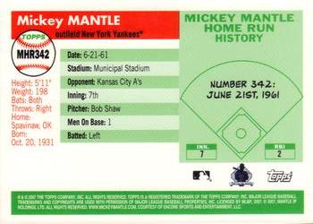 2007 Topps - Mickey Mantle Home Run History #MHR342 Mickey Mantle Back