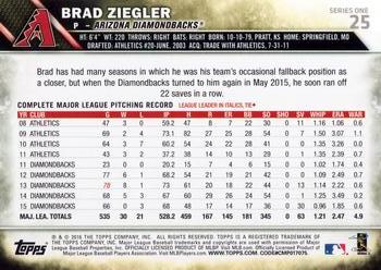 2016 Topps #25 Brad Ziegler Back