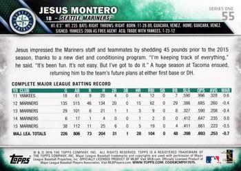 2016 Topps #55 Jesus Montero Back