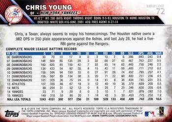 2016 Topps #72 Chris Young Back
