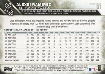 2016 Topps #81 Alexei Ramirez Back