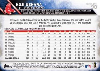 2016 Topps #90 Koji Uehara Back