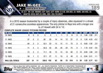 2016 Topps #189 Jake McGee Back