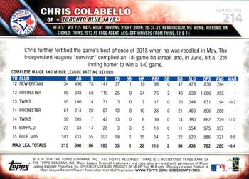 2016 Topps #214 Chris Colabello Back
