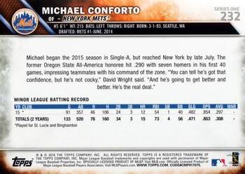 2016 Topps #232 Michael Conforto Back