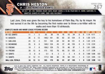 2016 Topps #267 Chris Heston Back