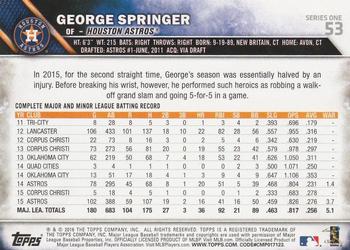 2016 Topps #53 George Springer Back