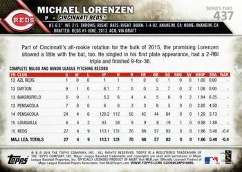 2016 Topps #437 Michael Lorenzen Back