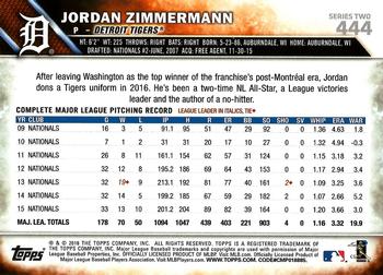 2016 Topps #444 Jordan Zimmermann Back