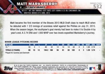 2016 Topps #532 Matt Marksberry Back