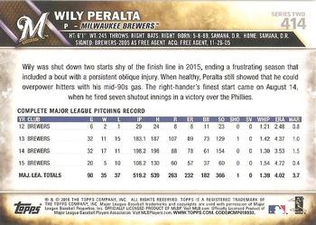 2016 Topps #414 Wily Peralta Back