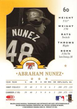 1998 Leaf #60 Abraham Nunez Back