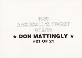 1989 Baseball's Finest Stars (unlicensed) #21 Don Mattingly Back