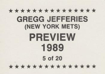 1989 Preview (unlicensed) #5 Gregg Jefferies Back