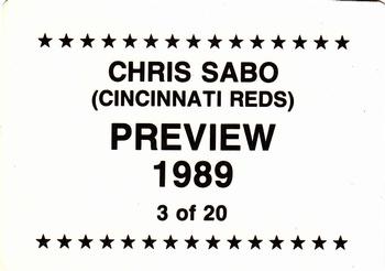 1989 Preview (unlicensed) #3 Chris Sabo Back