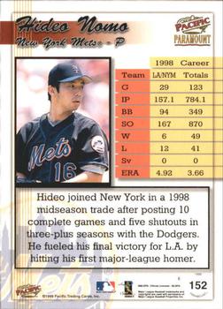 1999 Pacific Paramount - Gold #152 Hideo Nomo Back
