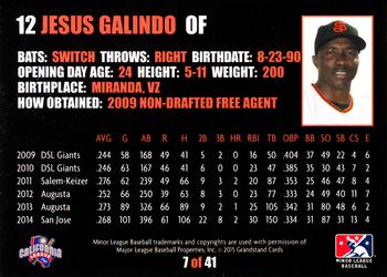 2015 Grandstand San Jose Giants #7 Jesus Galindo Back