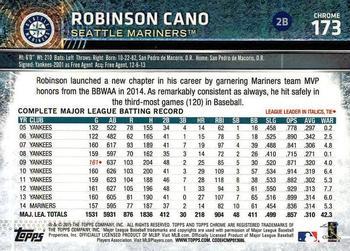 2015 Topps Chrome - Refractor #173 Robinson Cano Back