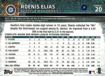 2015 Topps Chrome - Pink Refractor #20 Roenis Elias Back