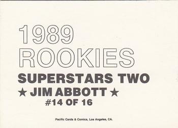 1989 Pacific Cards & Comics Rookies Superstars Two (unlicensed) #14 Jim Abbott Back